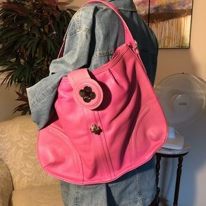 REAL LEATHER PINK HOBO BAG